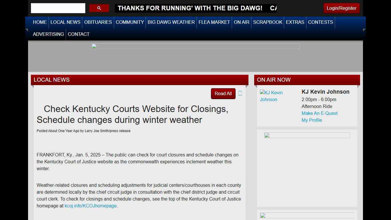 Check Kentucky Courts Website for Closings, Schedule changes during winter weather
